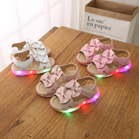 Light Luminous Sandals Kids Baby Girls Led Sport Sneaker Shoes Bowknot Sandals LED Sandals For Children Chaussures Fille Light Up LED Luminous