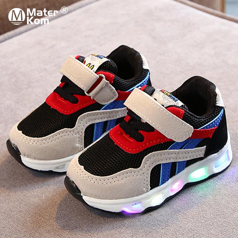MELLOW SHOP Kids LED Shoes Children Shoes New Spring Rhinestone Led Shoes Girls Princess Cute Shoes with Light EU 21-30 