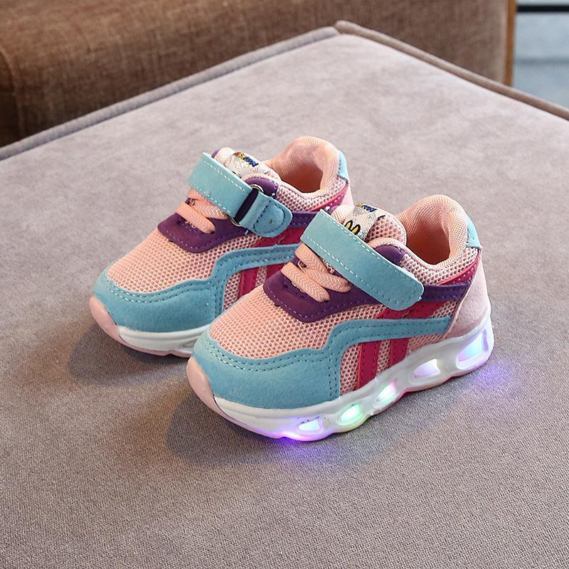 MELLOW SHOP Kids LED Shoes Children Shoes New Spring Rhinestone Led Shoes Girls Princess Cute Shoes with Light EU 21-30 