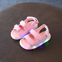 Summer Kids Led Glowing Sandals Boys Girls Sport Casual Light Shoes Children Baby Flat Shoes Kids Beach Leather Sandals Luminous Summer Glowing Shoes