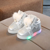 Toddler Infant Kids Baby Girls Cartoon Rabbit LED Luminous Sport Kids Led Shoes Sneakers Sapato Infantil Light Up Shoes Children Bright Sneakers