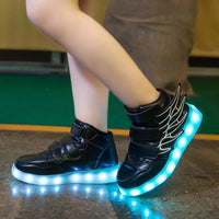 Kids Light Up Shoes with Wing Children Led Shoes Boys Girls Glowing Luminous Bright Sneakers USB Charging Boy Fashion Light Up Shoes