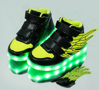 Kids Light Up Shoes with Wing Children Led Shoes Boys Girls Glowing Luminous Bright Sneakers USB Charging Boy Fashion Light Up Shoes