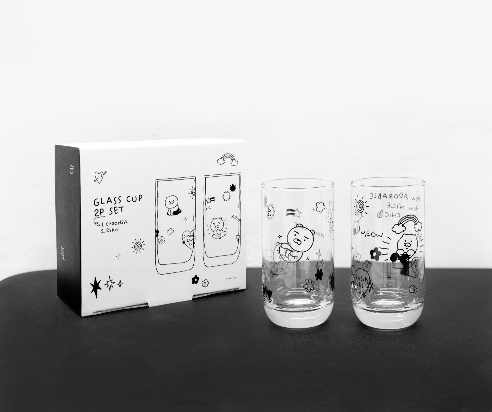 [KAKAO FRIENDS] DOODLE DOODLE Glass Cup 2P Set OFFICIAL MD