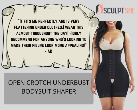 Sculptshe Hook Open Crotch Underbust Bodysuit Shaper