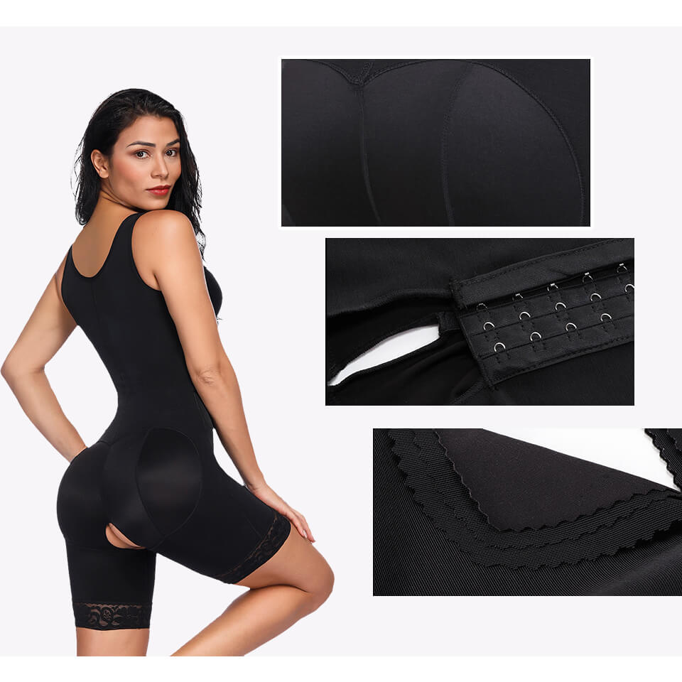 Sculptshe Hook Open Crotch Underbust Bodysuit Shaper