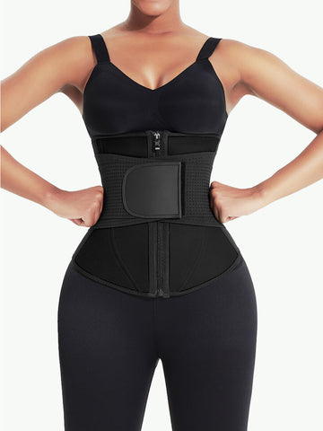 Sculptshe Double Belts Zipper Waist Cincher