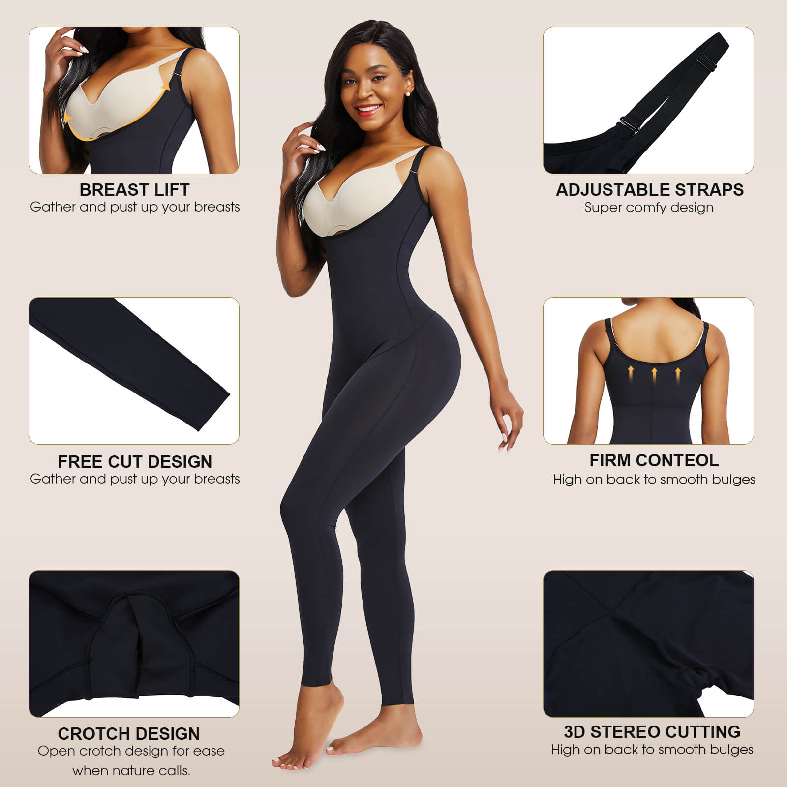 Sculptshe Open-Bust Catsuit Body Shaper