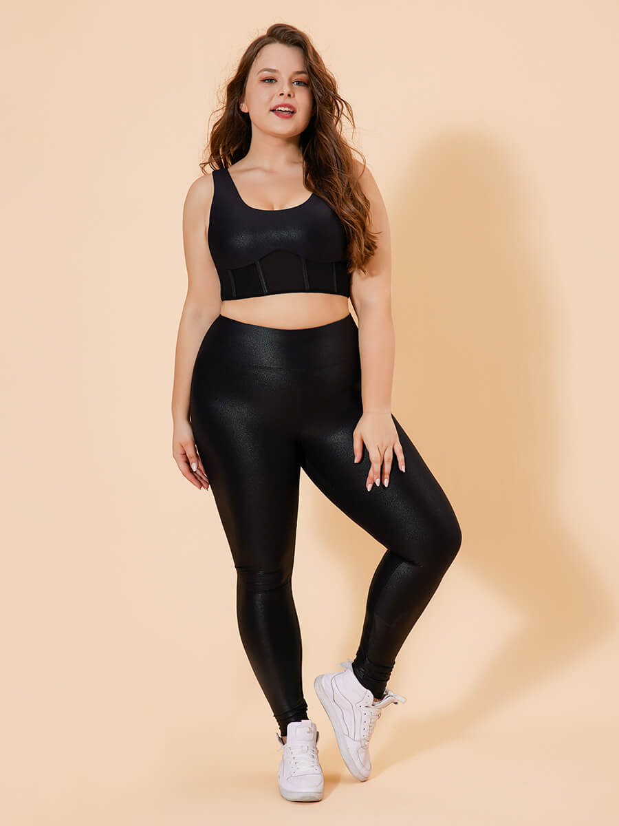 Sculptshe High Waisted Faux Leather Leggings