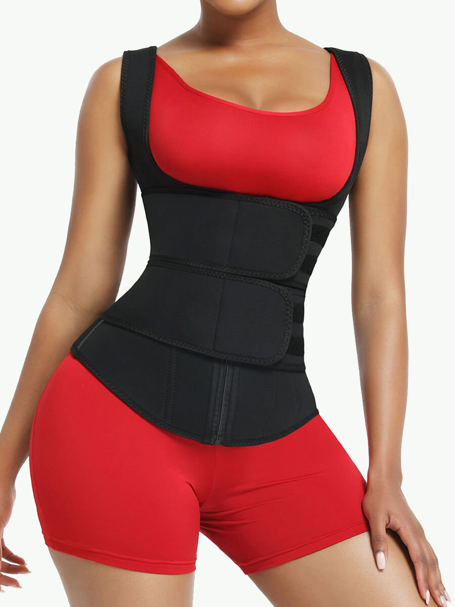 Sculptshe Neoprene Double Belts Waist Trainer Vest