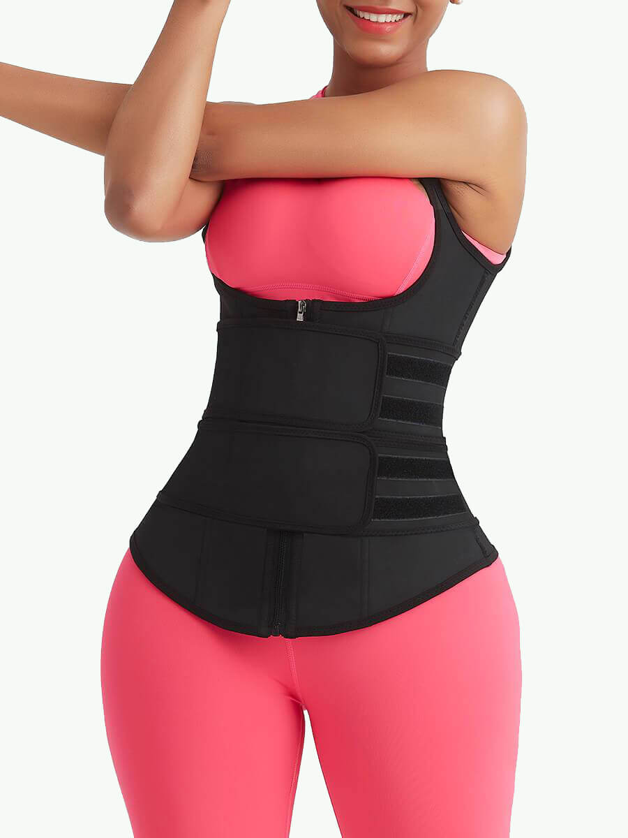 Sculptshe Plus Size Latex Double Belts Waist Trainer Vest