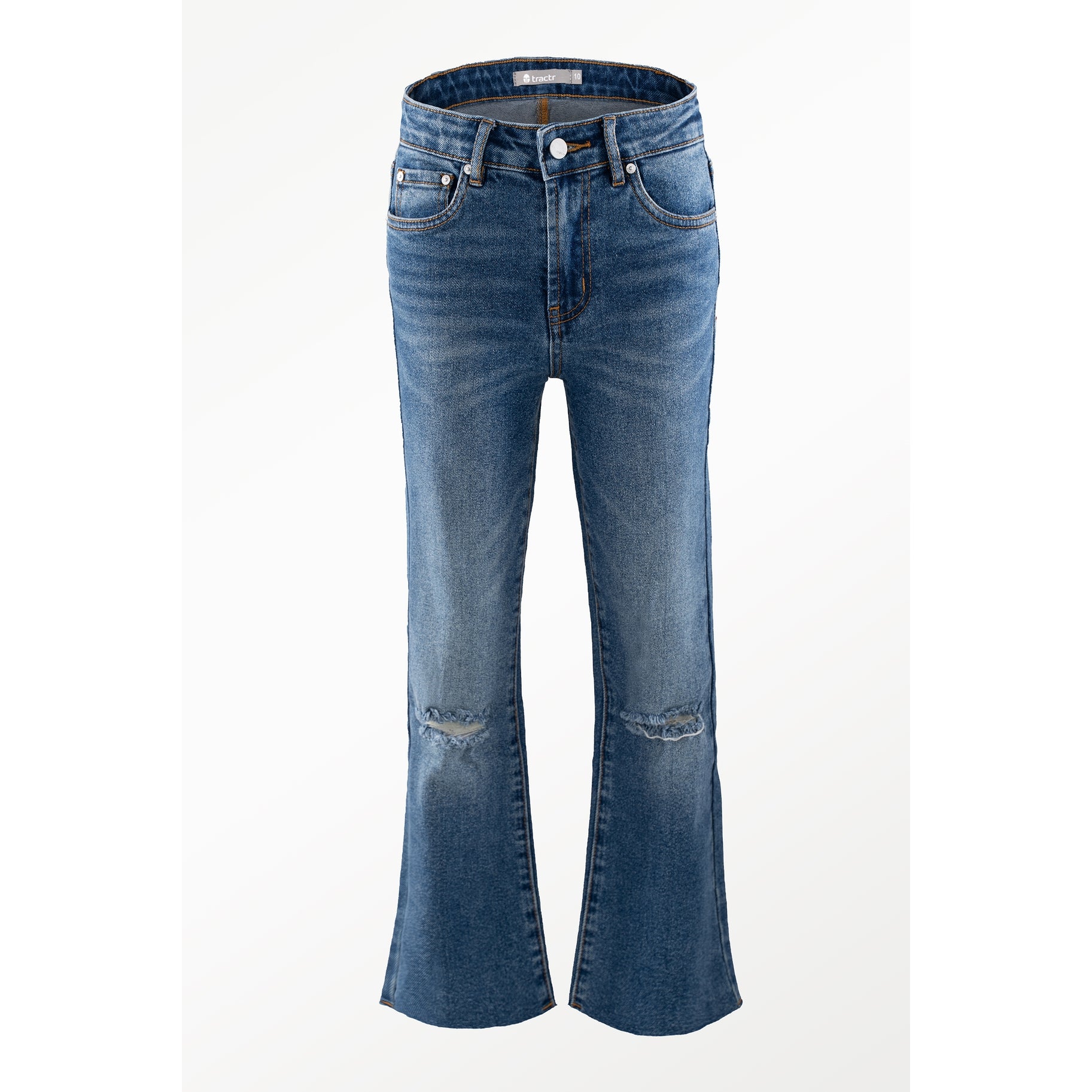 Tweens High Rise Crop Falre Jeans with Knee Splits