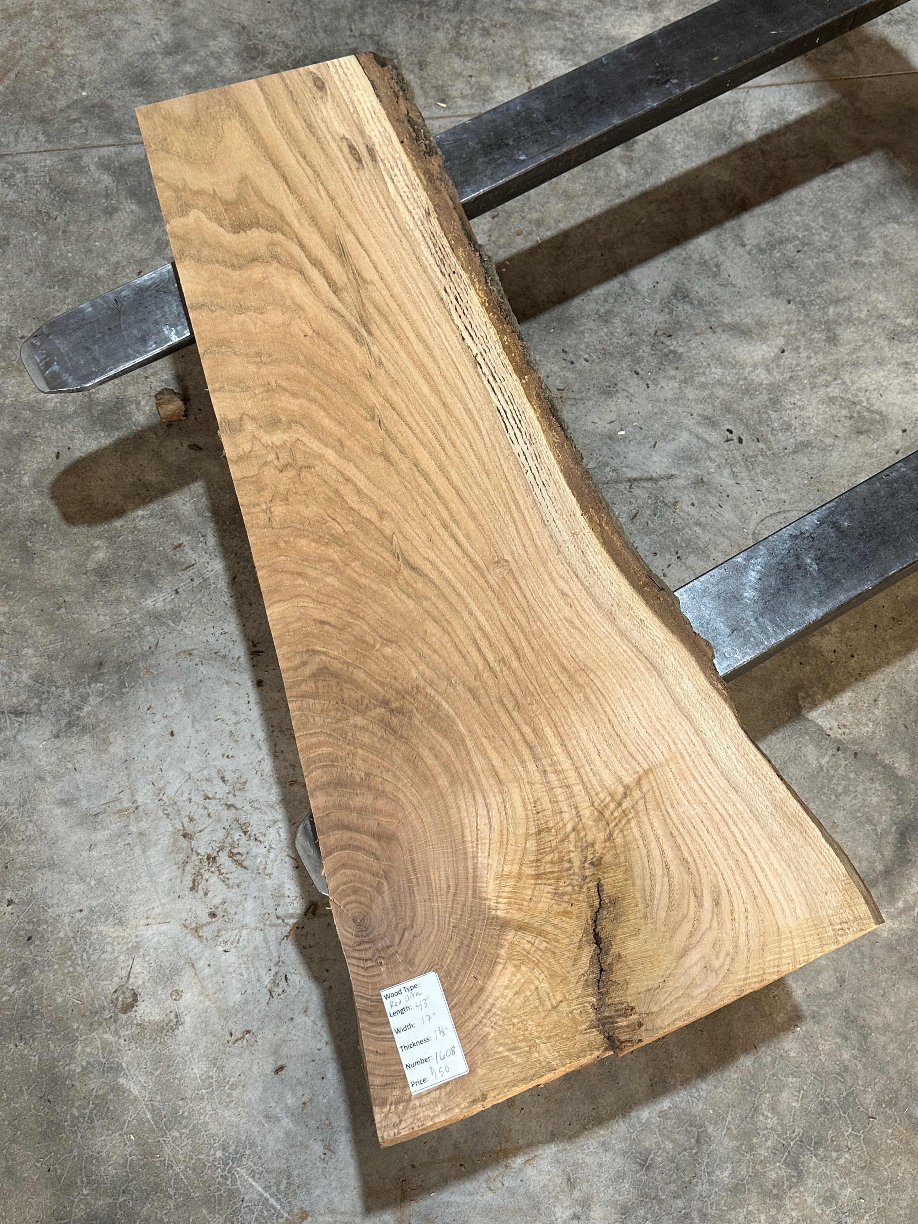 Red Oak Slab #1608, live edge, unfinished, free shipping