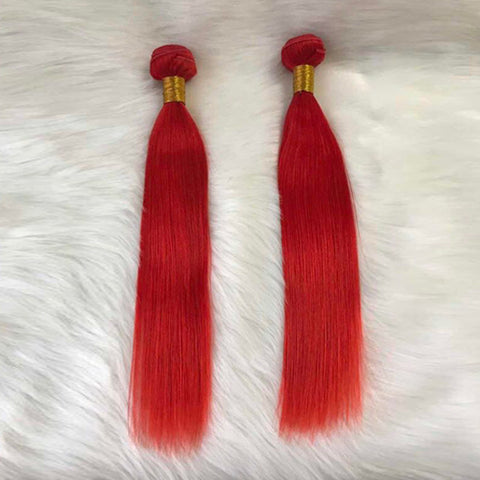Red hair bundles with frontal straight transparent lace hot selling
