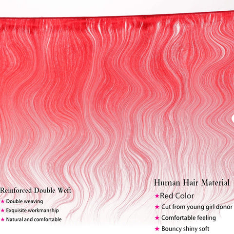 Red hair bundles with frontal closure body wave 4x4 5x5 13x4“ transparent lace hot selling