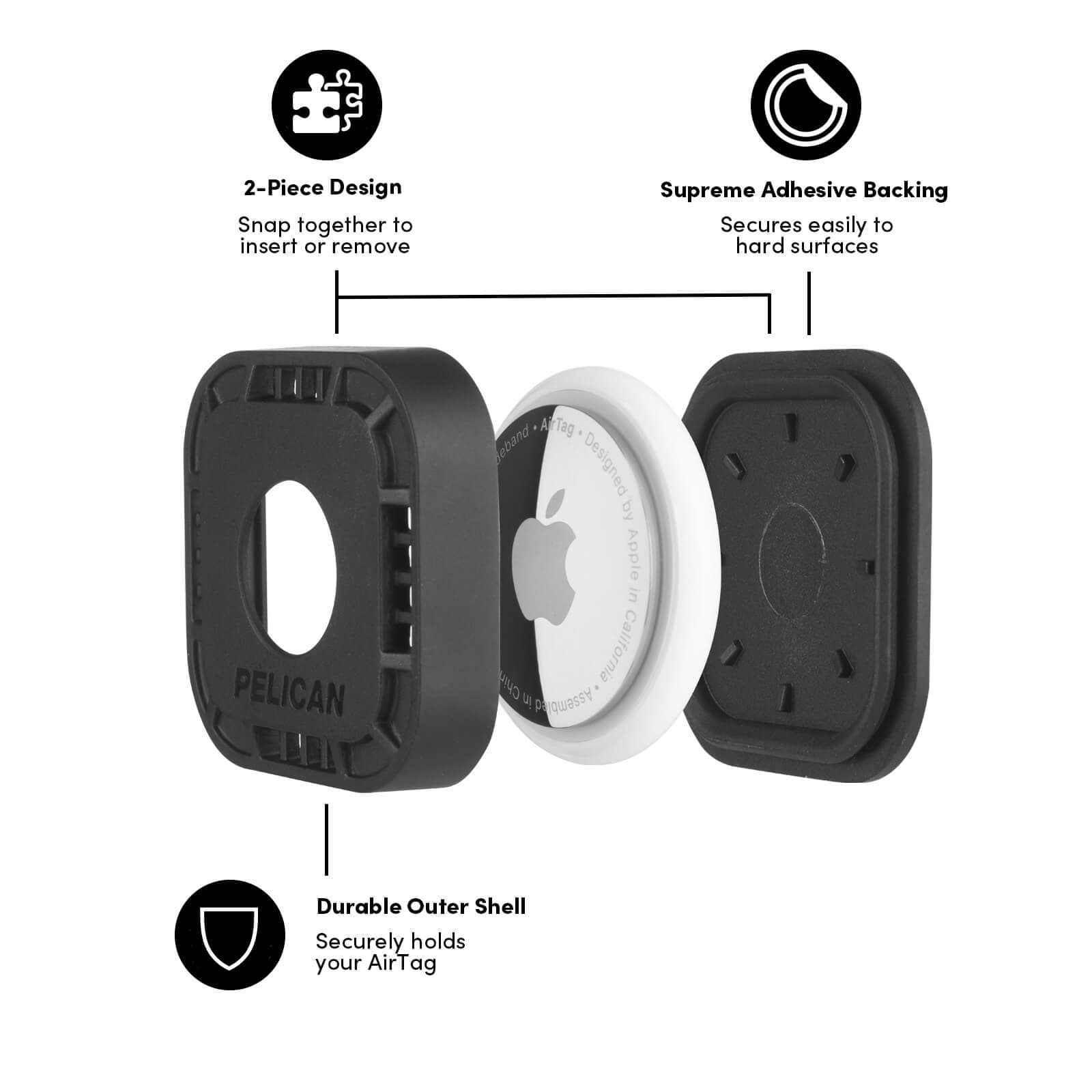 Pelican Protector AirTag Sticker Mount 4 Pack (Black) - AirTag Case