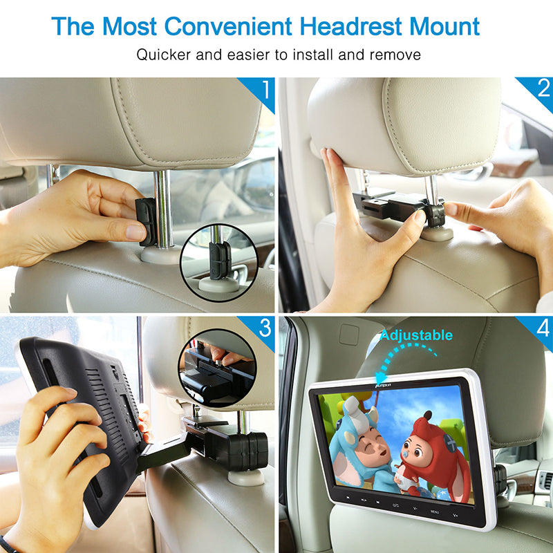 Headrest monitor with dual stereo