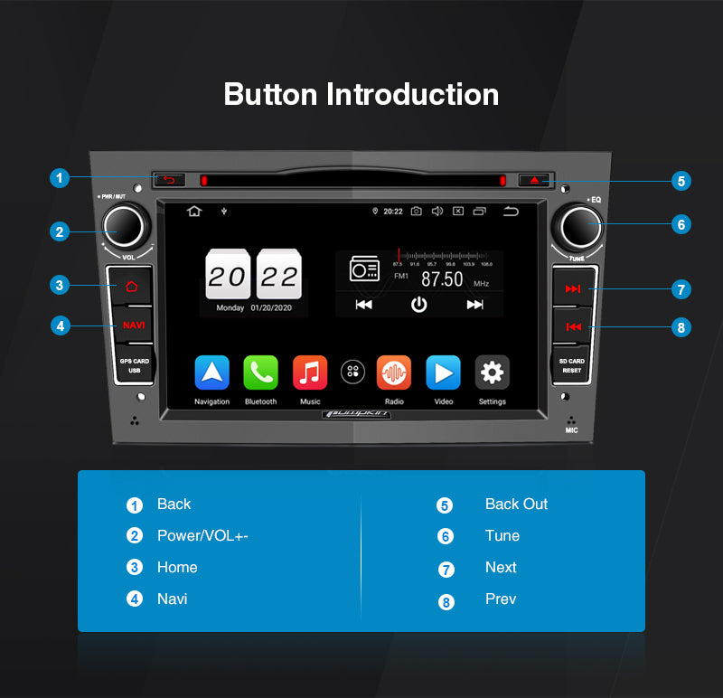 autopumpkin opel Android 11 Head unit grey