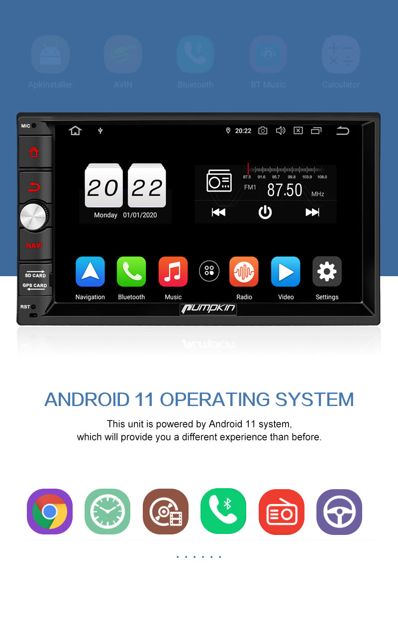 pumpkin 7 Zoll Android 11 Auto music system