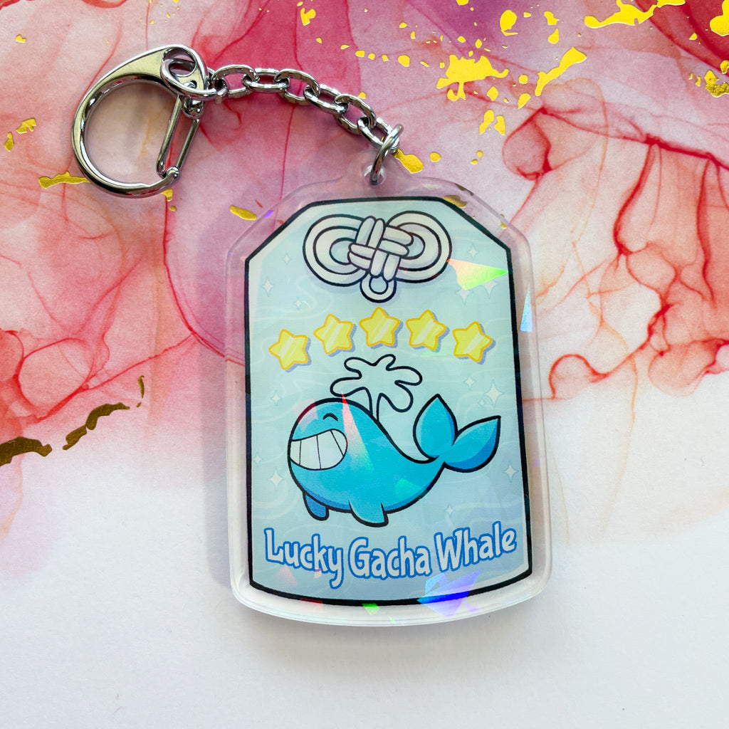 Lucky Gacha Whale Holographic Acrylic Charm