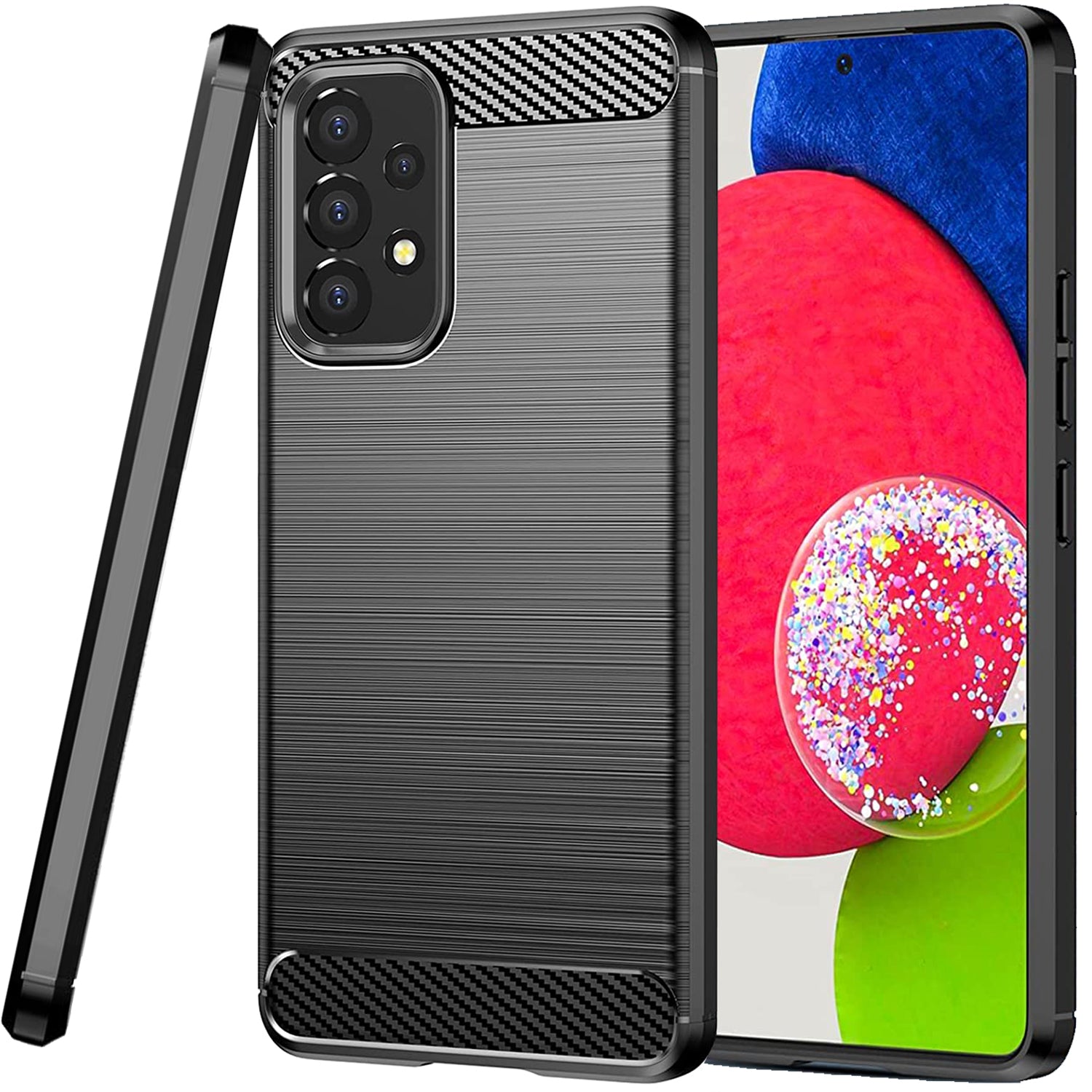 Samsung Galaxy A53 5G Slim Soft Flexible Carbon Fiber Brush Metal Style TPU Case