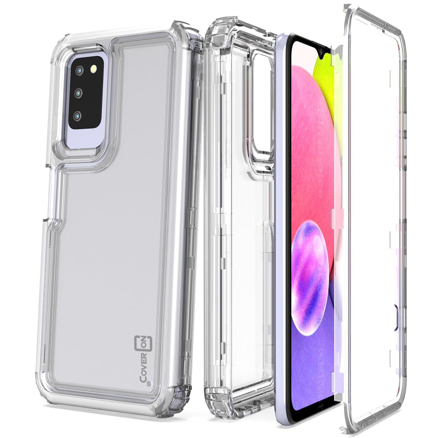 Samsung Galaxy A03s Clear Case - Full Body Tough Military Grade Shockproof Phone Cover