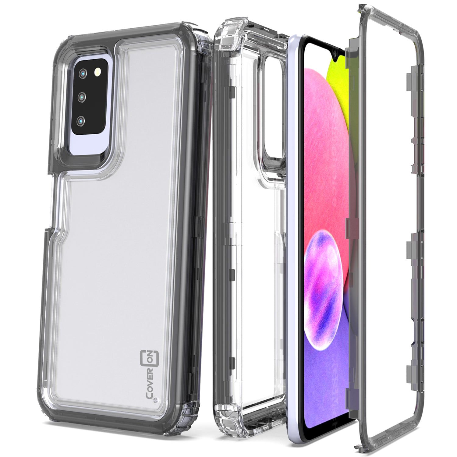 Samsung Galaxy A03s Clear Case - Full Body Tough Military Grade Shockproof Phone Cover