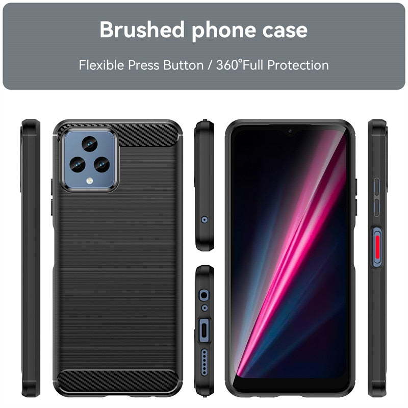 T-Mobile Revvl 6 5G Case Slim TPU Phone Cover w/ Carbon Fiber