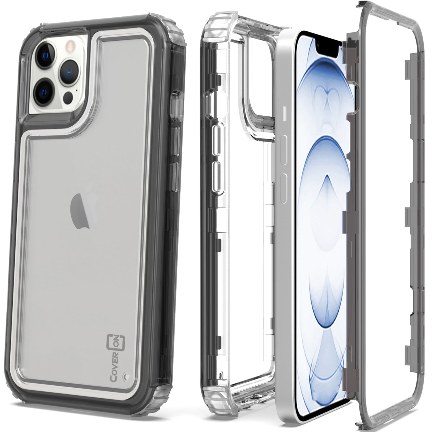 Apple iPhone 13 Pro Clear Case - Full Body Tough Military Grade Shockproof Phone Cover