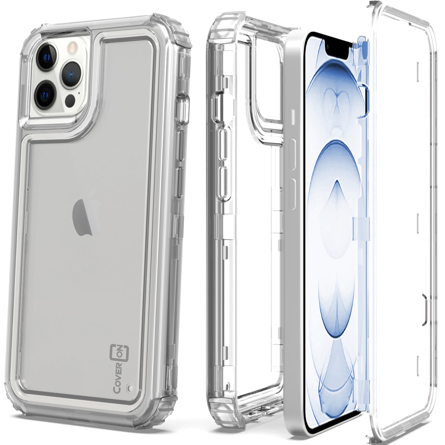 Apple iPhone 13 Pro Clear Case - Full Body Tough Military Grade Shockproof Phone Cover