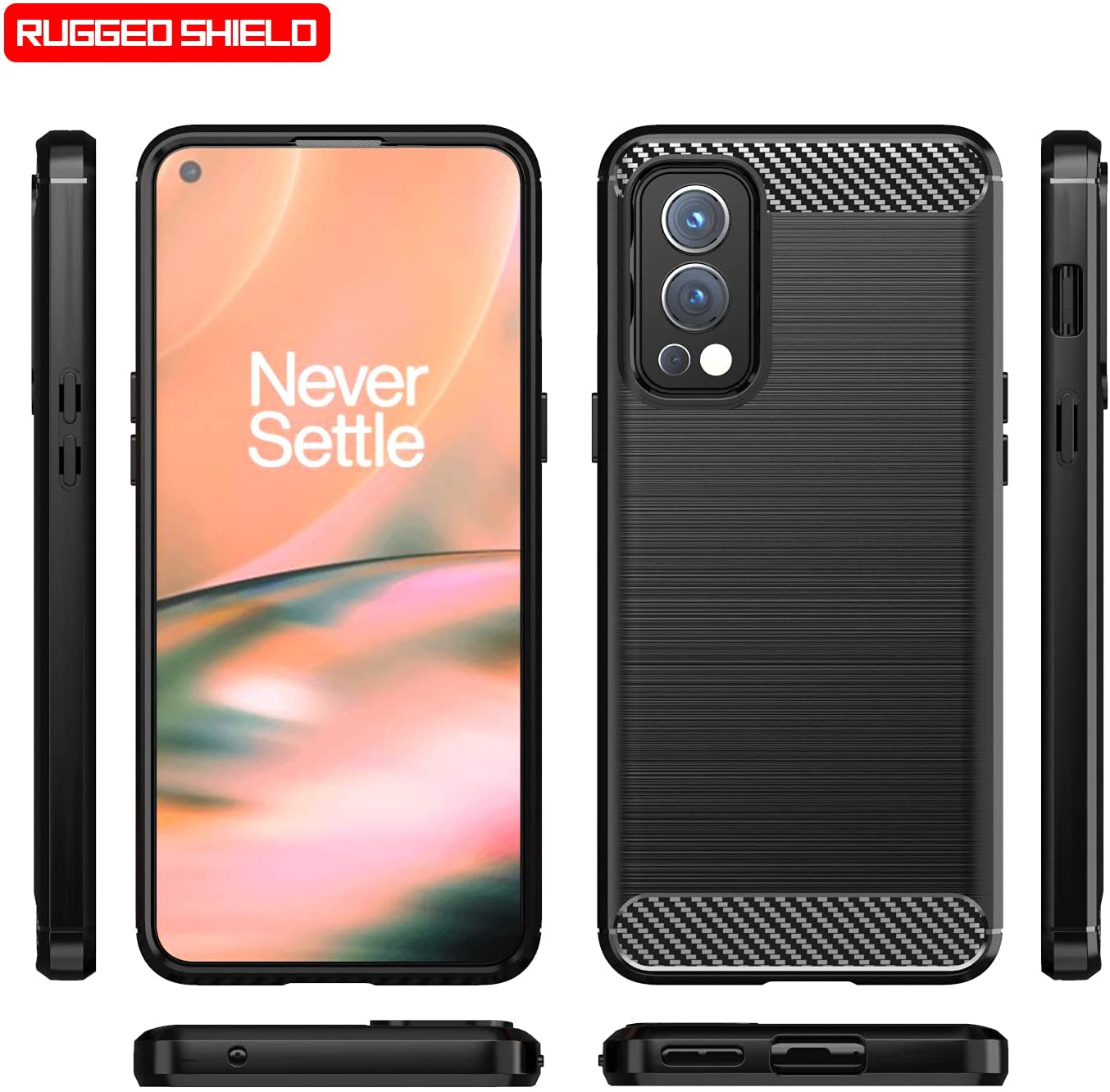 OnePlus Nord 2 5G Slim Soft Flexible Carbon Fiber Brush Metal Style TPU Case