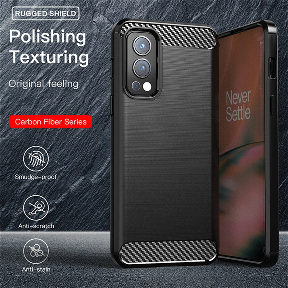 OnePlus Nord 2 5G Slim Soft Flexible Carbon Fiber Brush Metal Style TPU Case