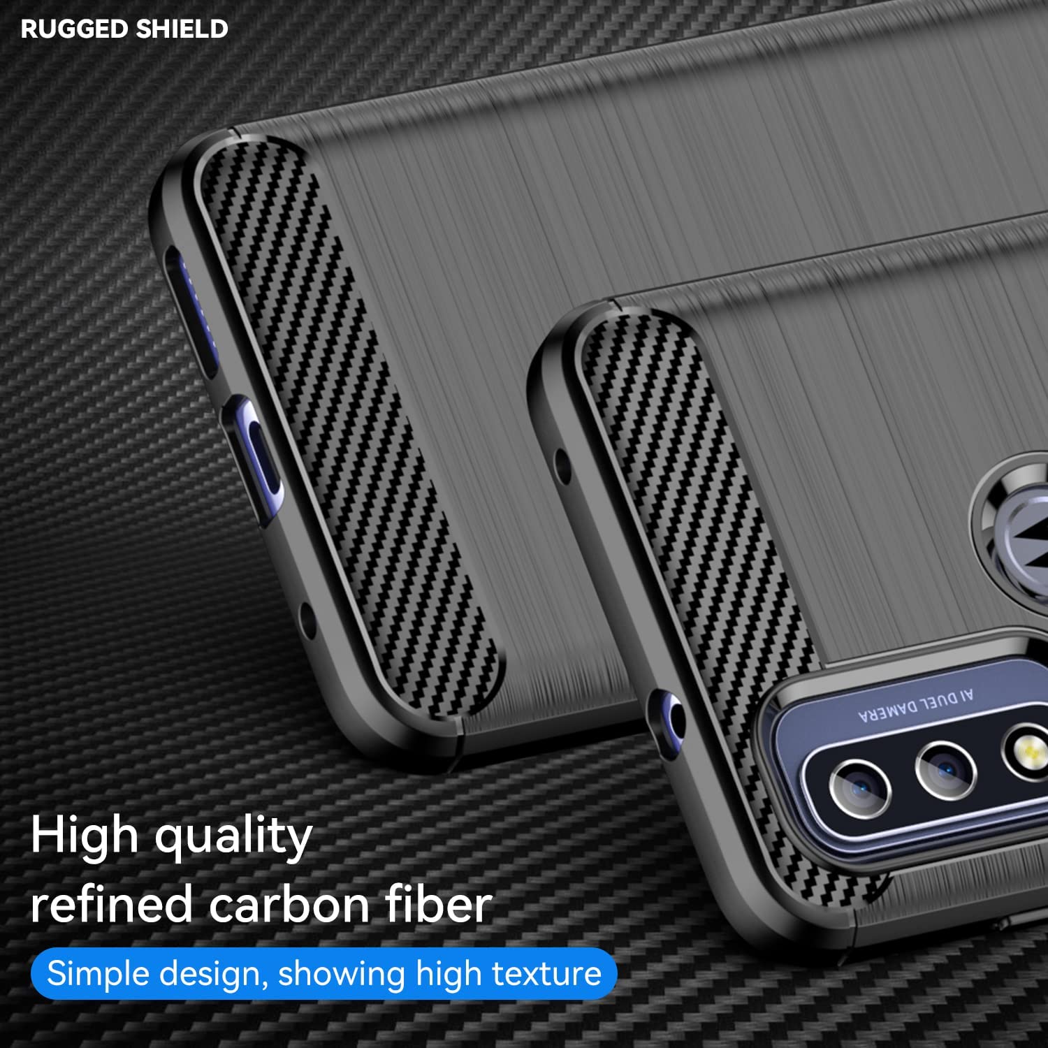 Motorola Moto G Power 2022 Slim Soft Flexible Carbon Fiber Brush Metal Style TPU Case