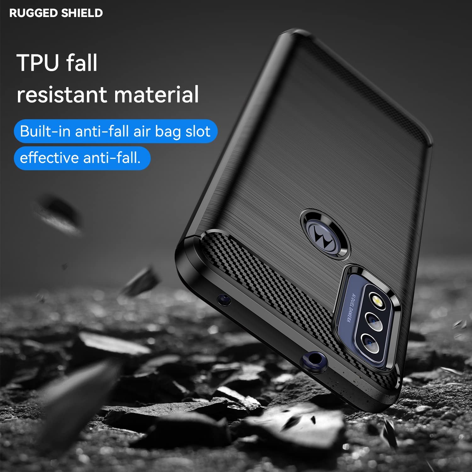 Motorola Moto G Power 2022 Slim Soft Flexible Carbon Fiber Brush Metal Style TPU Case