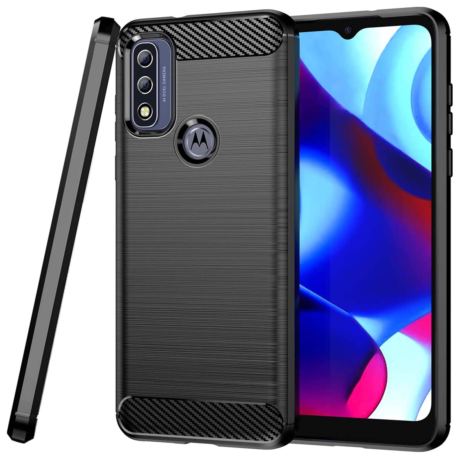 Motorola Moto G Power 2022 Slim Soft Flexible Carbon Fiber Brush Metal Style TPU Case