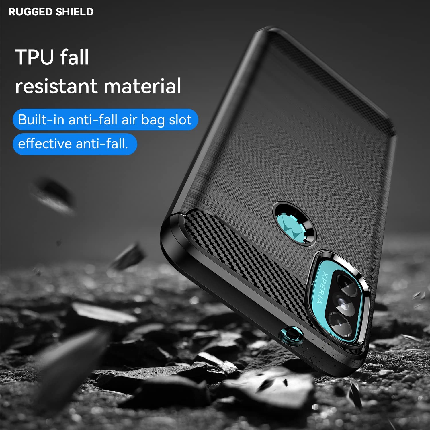 Motorola Moto E20 Slim Soft Flexible Carbon Fiber Brush Metal Style TPU Case