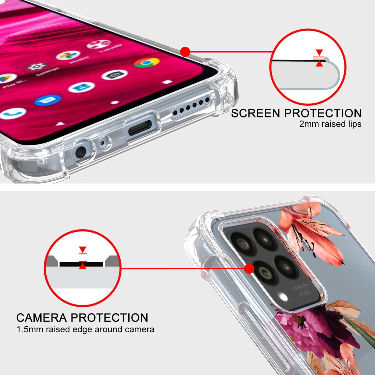 T-Mobile Revvl 6 Pro 5G Slim Case Transparent Clear TPU Design Phone Cover