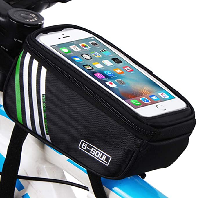 Bike Phone Mount Bag, Cycling Waterproof Front Frame Top Tube Handlebar Touch Screen Holder Bicycle Pouch Case