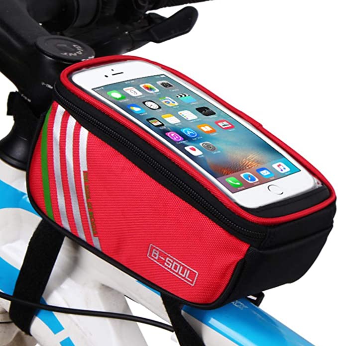 Bike Phone Mount Bag, Cycling Waterproof Front Frame Top Tube Handlebar Touch Screen Holder Bicycle Pouch Case