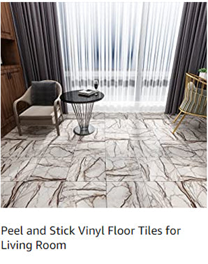 Peel and stick marble vinyl floor tiles for living room