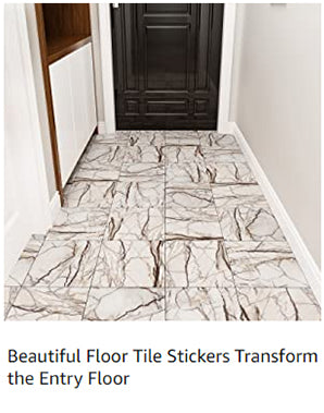 Beautiful floor tile stickers transform the entry floor