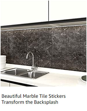 Beautiful marble tile stickers transform the backsplash