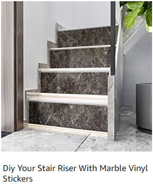 DIY your stair riser with marble vinyl stickers