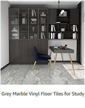 Grey marble vinyl floor tiles for study
