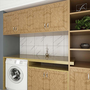 Peel and stick vinyl floor tiles for cabinet