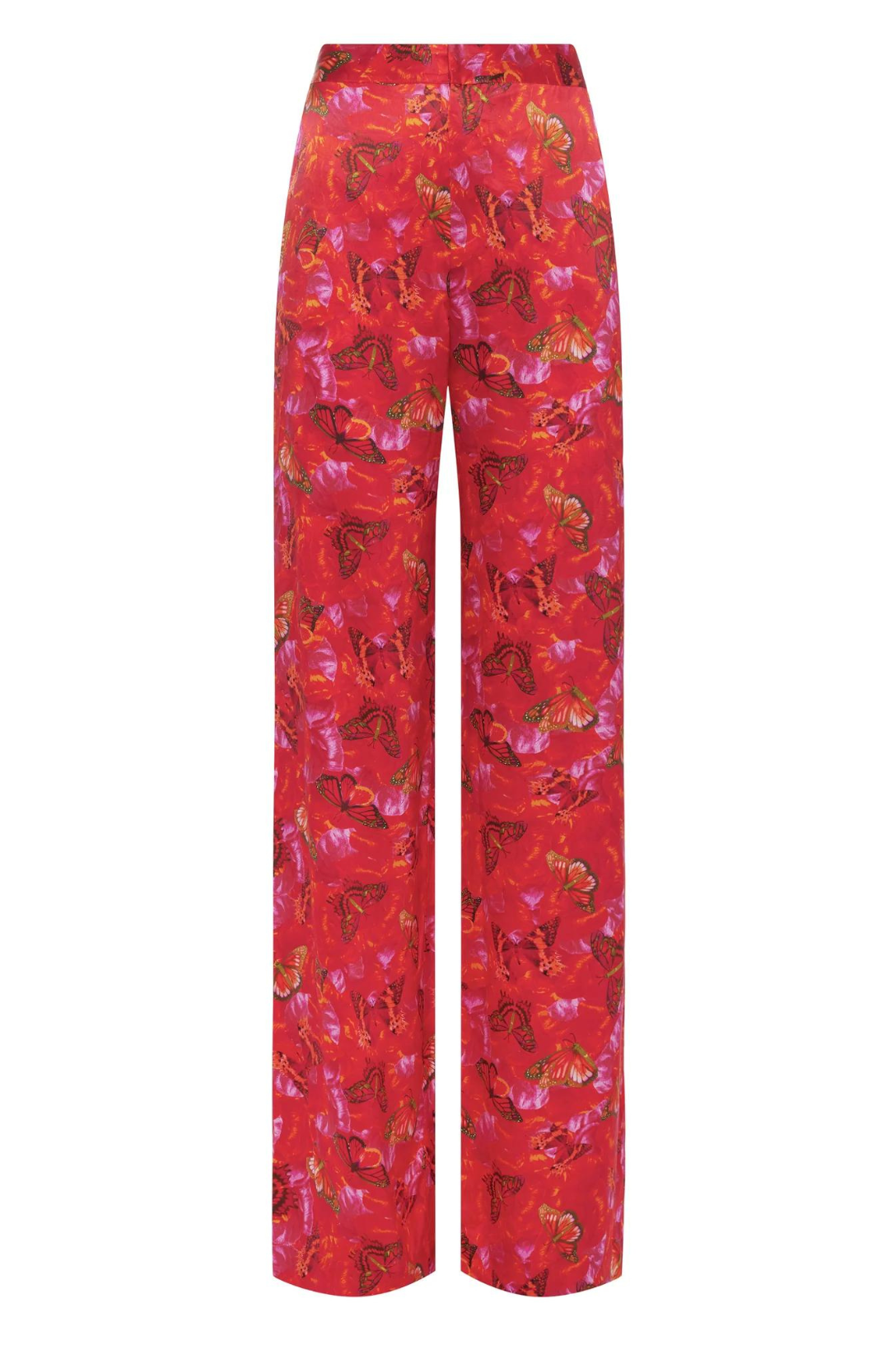 Livvy Silk Straight-Leg Trouser | Multi Butterfly Petal