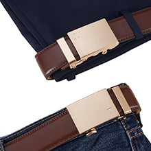 brown gold belt adjustable buckle Tonywell belts