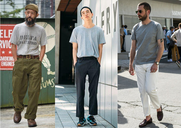 How to match a carhartt dark grey t-shirt with tonywell belts white pants brown leather shoes