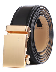 black strap gold buckle belt from Tonywell custom fit most waist size