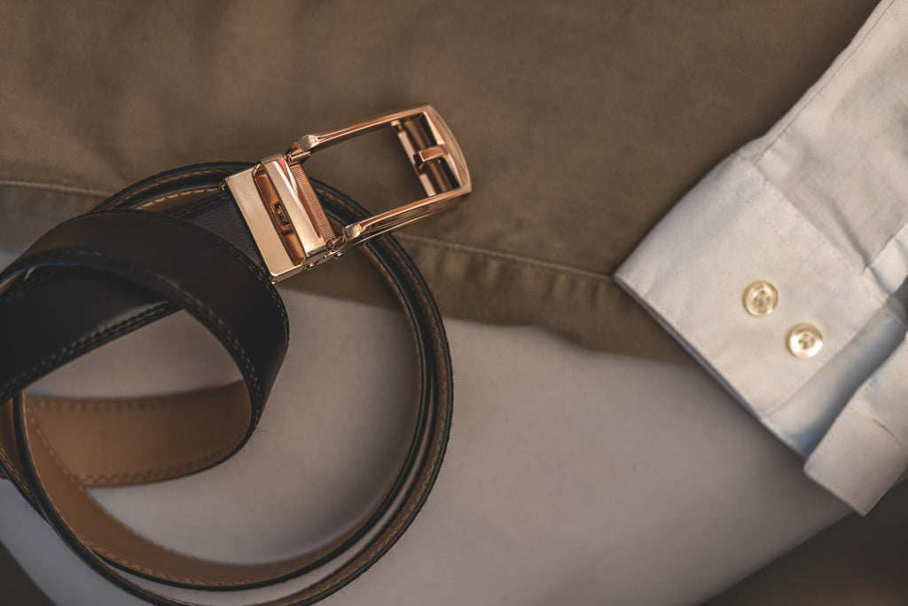 belt for men black with gold buckle ratchet belt cut to fit waist size